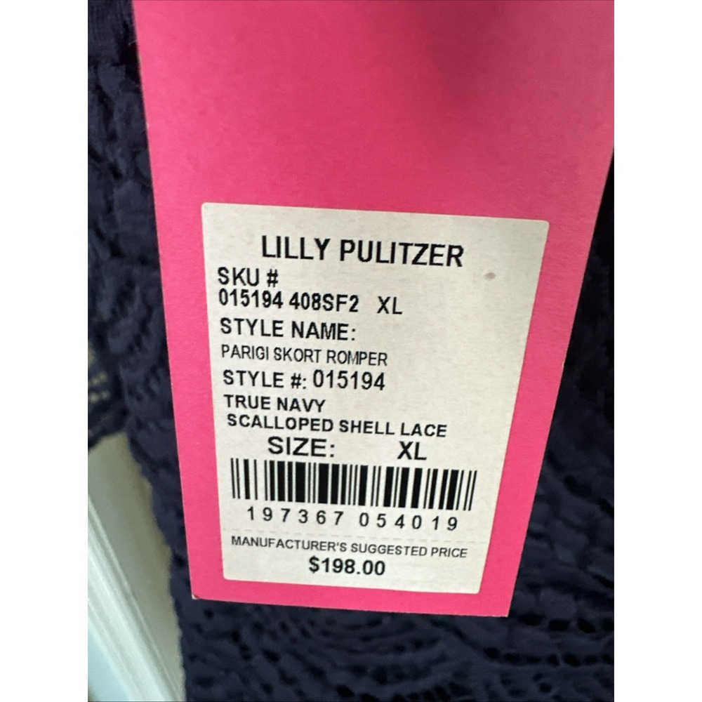 NWT Lilly Pulitzer Parigi True Navy Scallop Shell Lace Skort Romper Dress XL - Picture 6 of 16